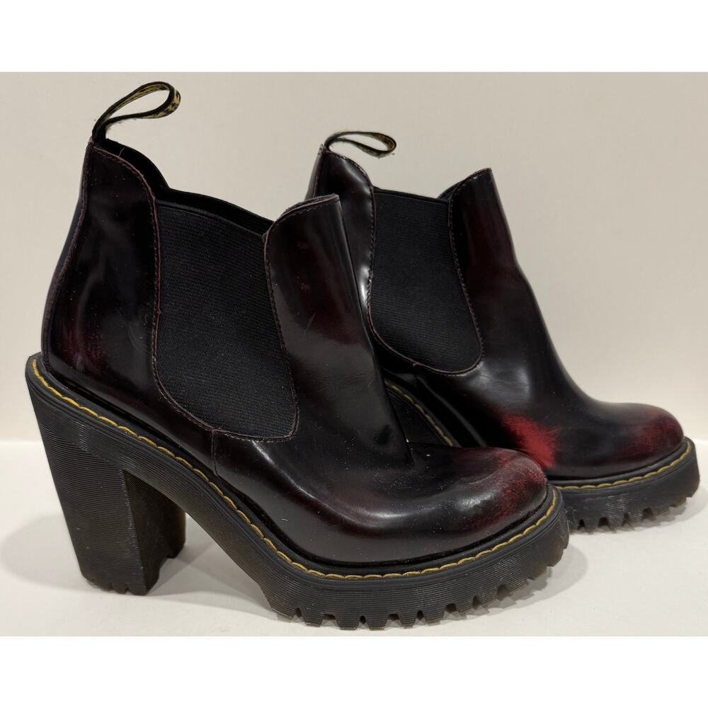 DR. MARTENS Hurston Arcadia Leather Heeled Chelsea Boots Y2K Chukka W7 - Picture 3 of 8